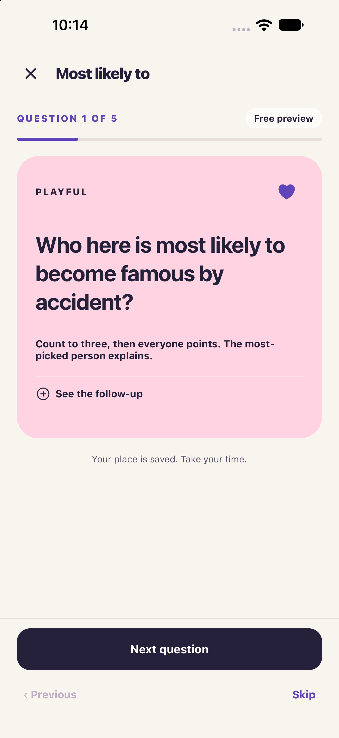 Party Night native iOS preview: Get everyone involved with a room vote.